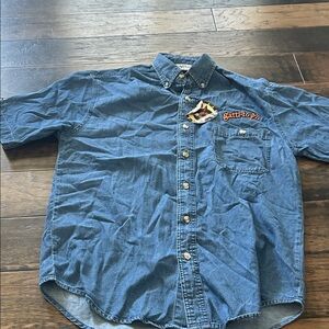 Men's Blue Denim Button-Down Shirt